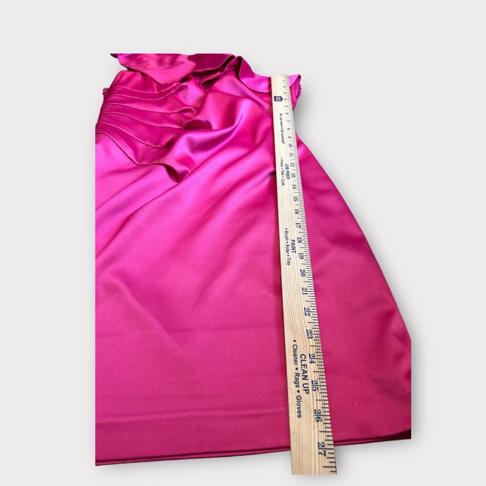 Laundry by Shelli Segal Ruffled One-Shoulder satin mini Dress barbie pink - Picture 9 of 10